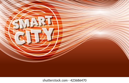Vector modern abstract background with transparent lines and smart city icon