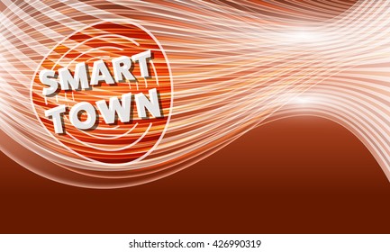 Vector modern abstract background with transparent lines and smart town icon