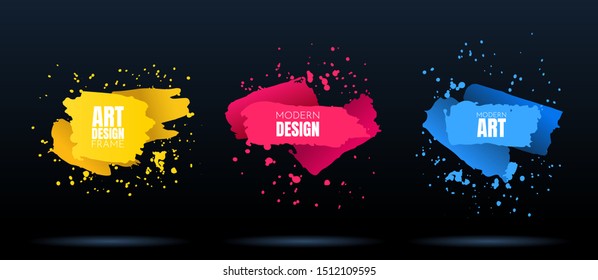 Vector modern abstract banners. Flat geometric dynamic color. Modern Art graphics. Element for design business cards, invitations, flyers and brochures. Grunge brush stroke. Paint splash. Web design