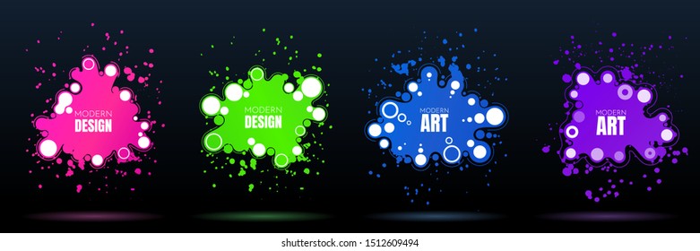 Vector modern abstract banners. Flat geometric dynamic color. Modern Art graphics. Element for design business cards, invitations, flyers and brochures. Grunge brush stroke. Paint splash. Web design