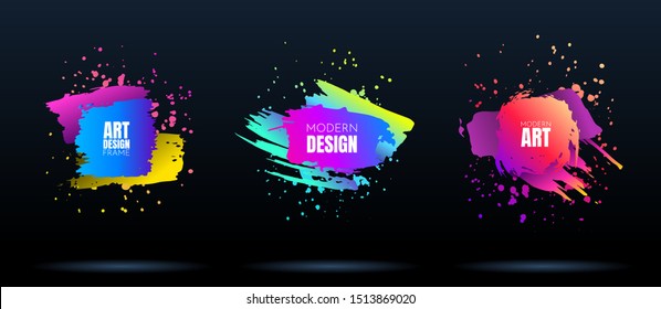 Vector modern abstract banners. Flat geometric dynamic color. Modern Art graphics. Element for design business cards, invitations, flyers and brochures. Grunge brush stroke. Paint splash. Web design