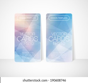 Vector modern abstract cards with pale blue polygonal geometric background