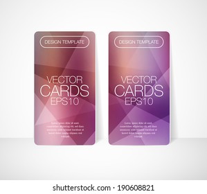 Vector modern abstract cards with pale purple polygonal geometric background
