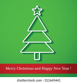 Vector modern abstract Christmas tree background. Linear design. 