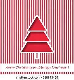Vector modern abstract Christmas tree background. Linear design. Greeting card with Christmas tree 