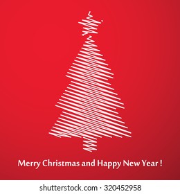 Vector modern abstract Christmas tree background. Linear design. Greeting card with Christmas tree 