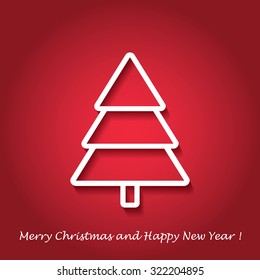 Vector modern abstract Christmas tree background. Linear design. Greeting card with Christmas tree 