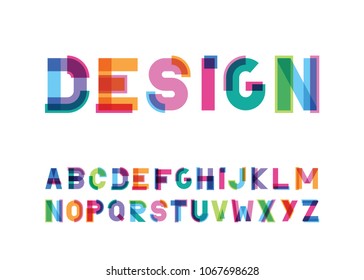 vector of modern abstract color font and alphabet
