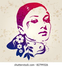 Vector modern, abstract elegant grungy fashion portrait illustration