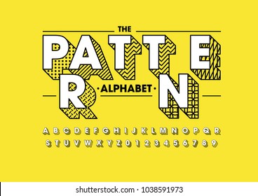 Vector of modern abstract font and alphabet