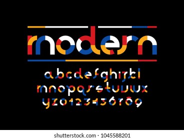 Vector of modern abstract font and alphabet