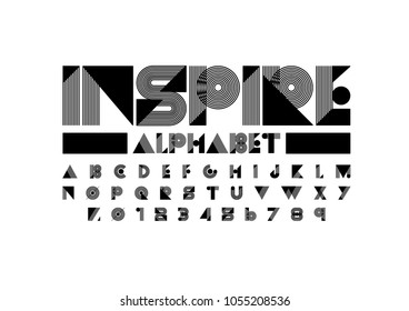 Vector of modern abstract font and alphabet