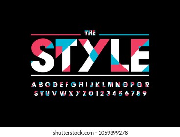 Vector of modern abstract font and alphabet