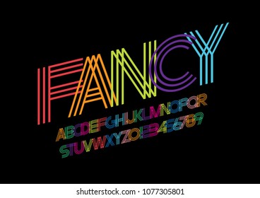 Vector of modern abstract font and alphabet