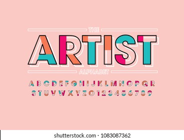 Vector of modern abstract font and alphabet