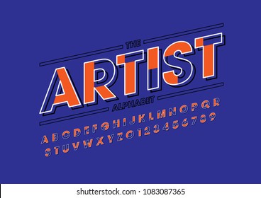 Vector of modern abstract font and alphabet