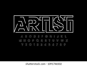 Vector of modern abstract font and alphabet