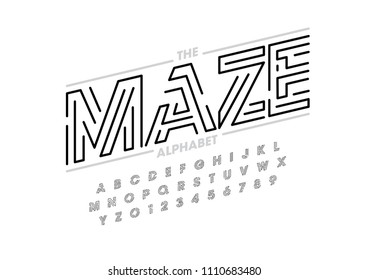Vector of modern abstract font and alphabet