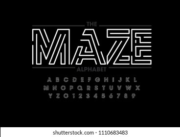 Vector of modern abstract font and alphabet