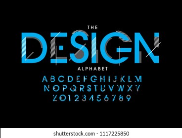 Vector of modern abstract font and alphabet