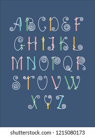 Vector of modern abstract font and alphabet. Multicolored letters. 