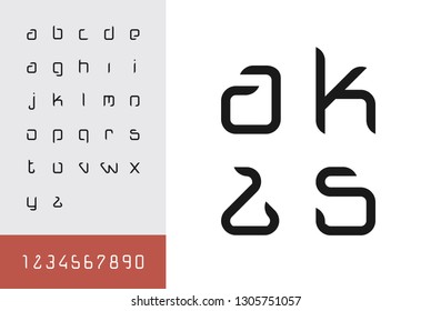 Vector of modern abstract font and alphabet