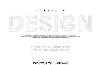 Vector of modern abstract font and alphabet