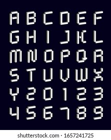 Vector modern abstract font and alphabet white  with numbers.