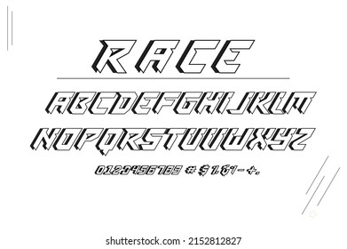 Vector of modern abstract font and alphabet. Modern futuristic design letters and numbers. Vector font for logo. And drawn typeface, numbers and sighs, ABC, Lowercase and uppercase letters

