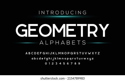 Vector of modern abstract font and alphabet. Geometric technology font. Modern futuristic design letters and numbers. Vector font for logo