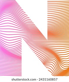 Vector of modern abstract font and alphabet N Colorful