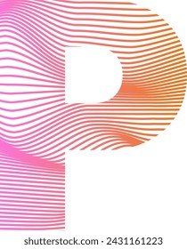 Vector of modern abstract font and alphabet P Colorful