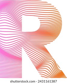 Vector of modern abstract font and alphabet R Colorful