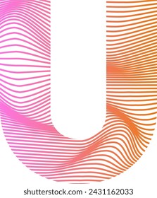 Vector of modern abstract font and alphabet U Colorful
