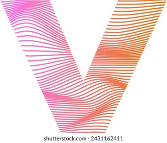Vector of modern abstract font and alphabet V Colorful