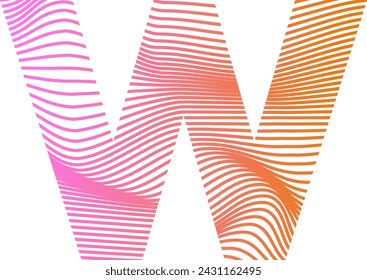 Vector of modern abstract font and alphabet W Colorful