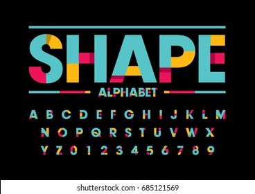 Vector of modern abstract font and alphabet