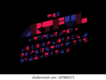 Vector of modern abstract font and alphabet
