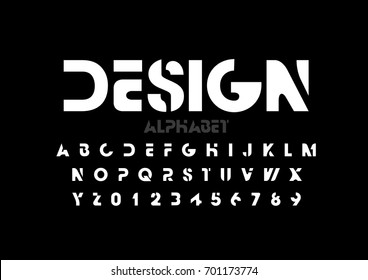 Vector of modern abstract font and alphabet