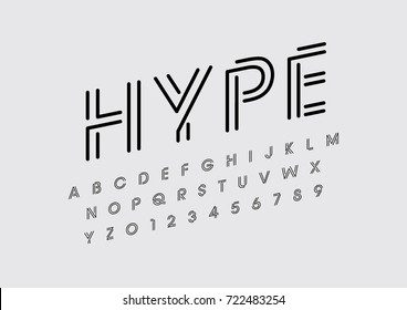 Vector of modern abstract font and alphabet