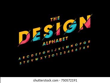 Vector of modern abstract font and alphabet