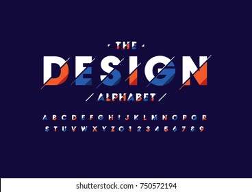 Vector of modern abstract font and alphabet