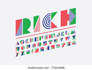 Vector of modern abstract font and alphabet