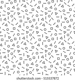 Vector modern abstract geometry memphis pattern. black and white seamless geometric background . subtle pillow and bed sheet minimal design. creative art deco. hipster fashion print