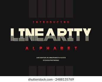 Vector of modern abstract linear alphabet design with uppercase, numbers and symbols