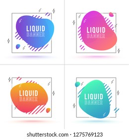 Vector Modern Abstract Liquid Banners. Flat flowing gradient sha