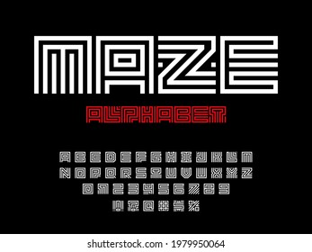 Vector of modern abstract maze style alphabet design