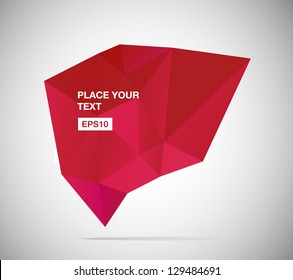 Vector modern abstract origami bright red polygonal banner / speech bubble
