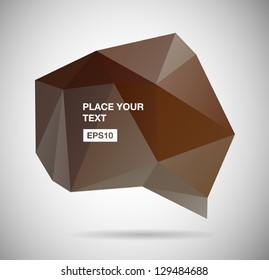 Vector modern abstract origami brown polygonal banner / speech bubble