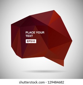 Vector modern abstract origami red polygonal banner / speech bubble